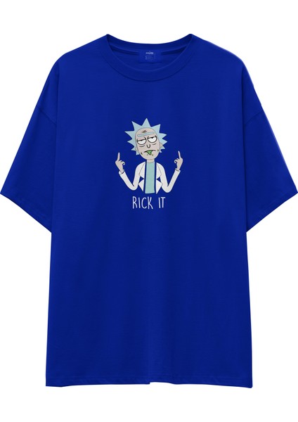 Rick It Oversize Tişört - Mavi