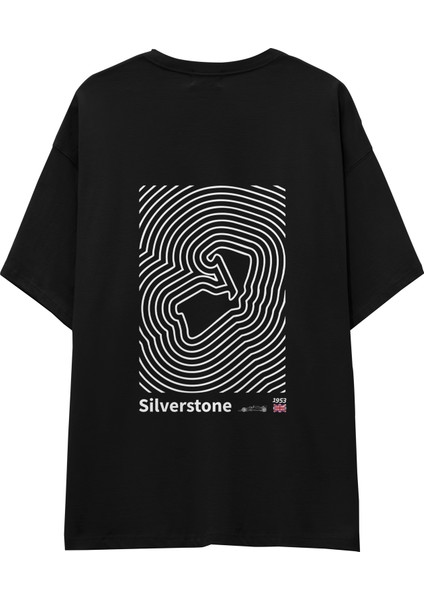 Silverstone Circuit Artwork Oversize Tişört - Siyah
