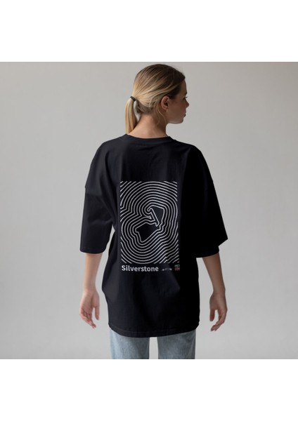 Silverstone Circuit Artwork Oversize Tişört - Siyah modelleri