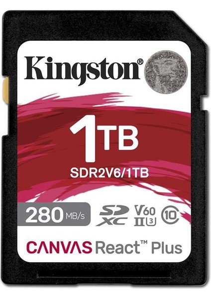 Kingston SDR2V6-1TB Canvas React Plus Sdxc Uhs-Iı 280R-150W U3 V60 For Full Hd-4k Sd Hafıza Kartı