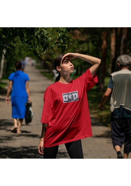 Morty Dollar Oversize Tişört - Kırmızı fiyatları