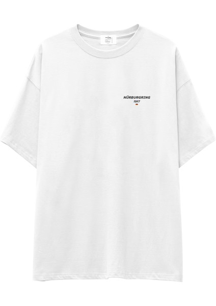 Nürburgring Artwork Oversize Tişört - Beyaz