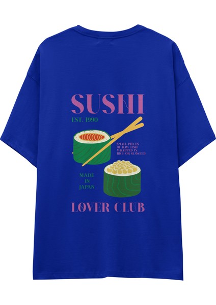 Roll With It Oversize Tişört - Mavi