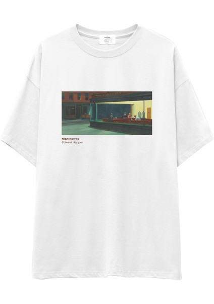 Nighthawks Oversize Tişört - Beyaz