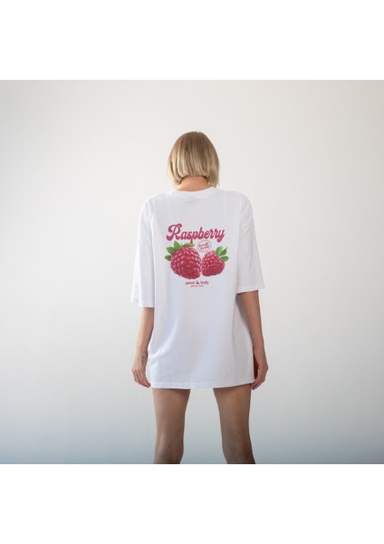 Raspberry Oversize Tişört - Beyaz fırsatları