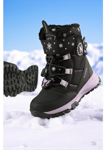 Kız Çocuk Suya ve Soğuk Havaya Dayanıklı Kaymaz Taban Cırtlı Lacivert Pembe Kar Botu fiyatları