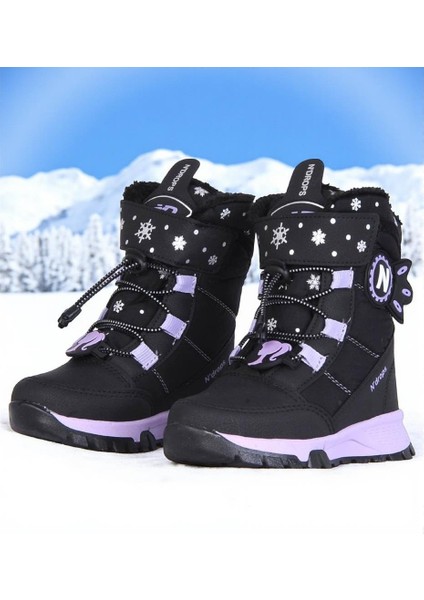 Kız Çocuk Suya ve Soğuk Havaya Dayanıklı Kaymaz Taban Cırtlı Lacivert Pembe Kar Botu fırsatları