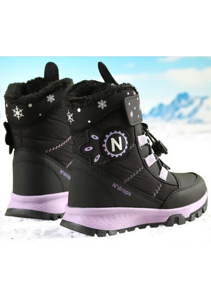 Kız Çocuk Suya ve Soğuk Havaya Dayanıklı Kaymaz Taban Cırtlı Lacivert Pembe Kar Botu indirimleri