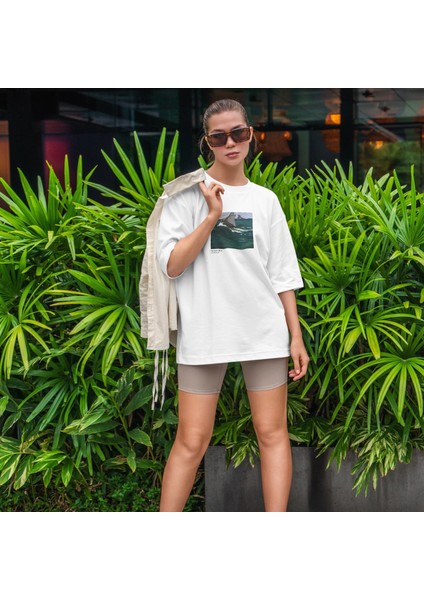 The Green Wave Oversize Tişört - Beyaz fiyatları