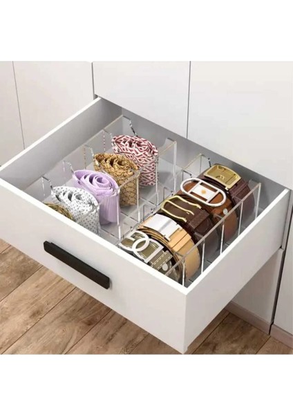 5 Bölmeli Premium Pleksi Kemer Organizer (Kemer Düzenleyici) modelleri