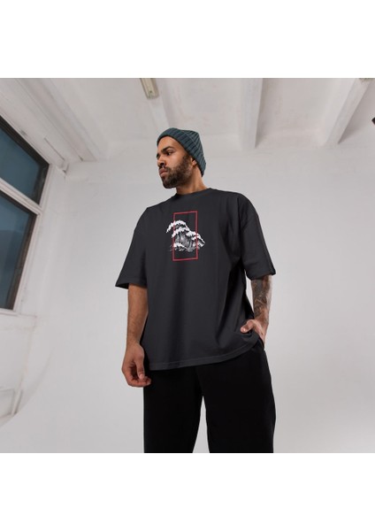 Perspektif Kanagawa Dalgası Oversize Tişört - Siyah fiyatları