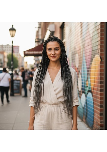 Afrika Örgüsü ve Rasta Için Sentetik Ombreli Saç - Siyah / Koyu Gri