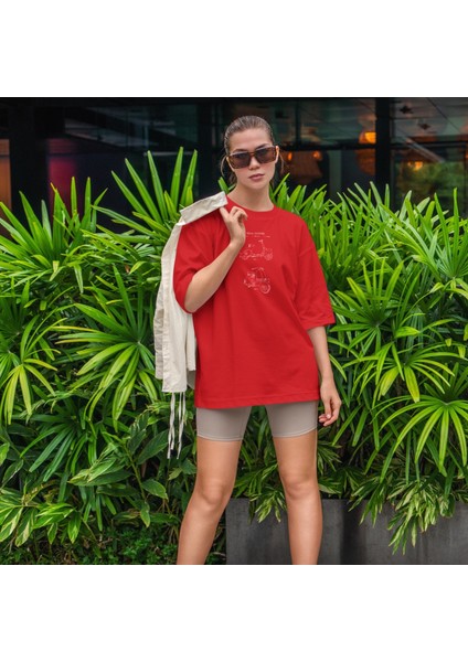 Vespa Oversize Tişört - Kırmızı fiyatları