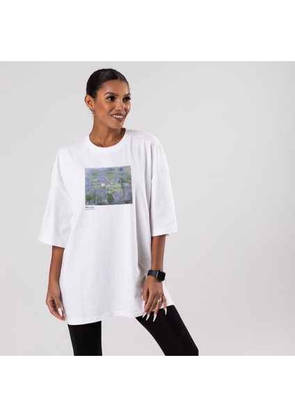 Water Lilies Oversize Tişört - Beyaz fiyatları