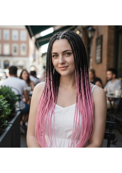 Afrika Örgüsü ve Rasta Için Sentetik Ombreli Saç - Siyah / Şeker Pembe