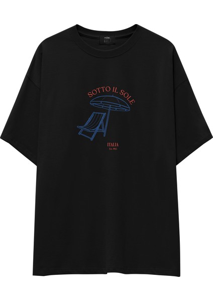 Sotto Il Sole Oversize Tişört - Siyah