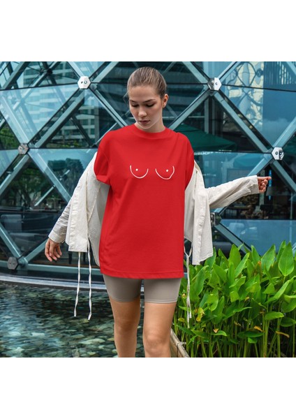 Uncensored Oversize Tişört - Kırmızı fiyatları