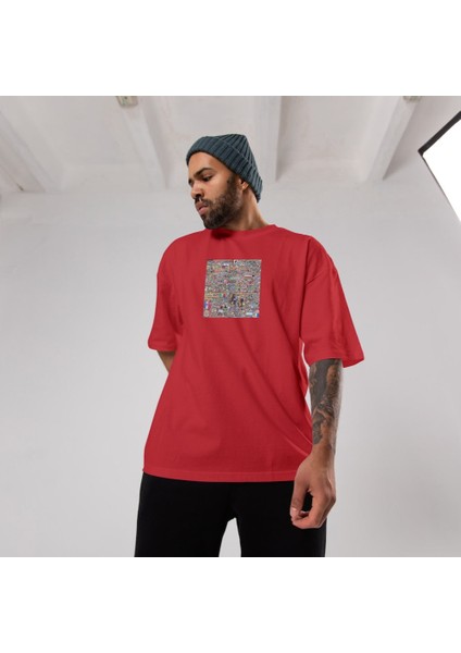 Reddit Place Oversize Tişört - Kırmızı fiyatları