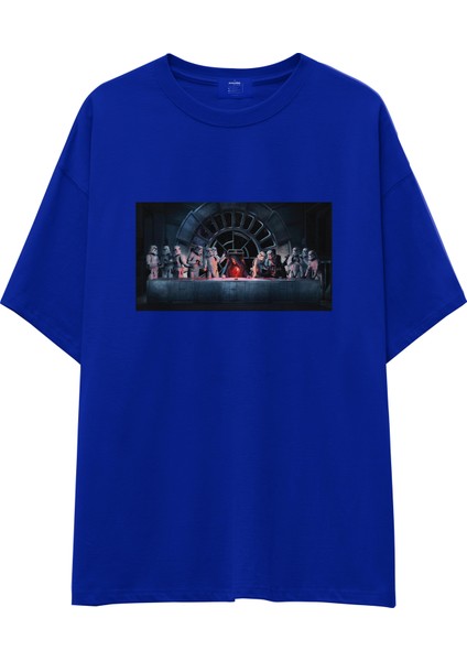 Star Wars Last Supper Oversize Tişört - Mavi