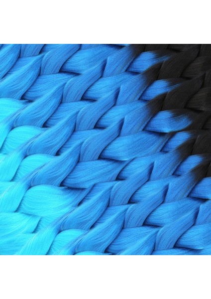 Afrika Örgüsü ve Rasta Için Sentetik Ombreli Saç - Siyah / Koyu Mavi / Turkuaz Mavi modelleri