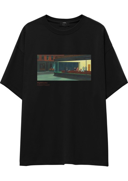 Nighthawks Oversize Tişört - Siyah