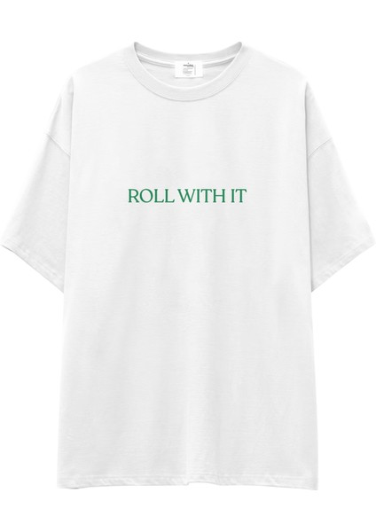 Roll With It Oversize Tişört - Beyaz fiyatları
