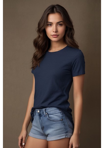 Bisiklet Yaka Basic Lacivert Tişört