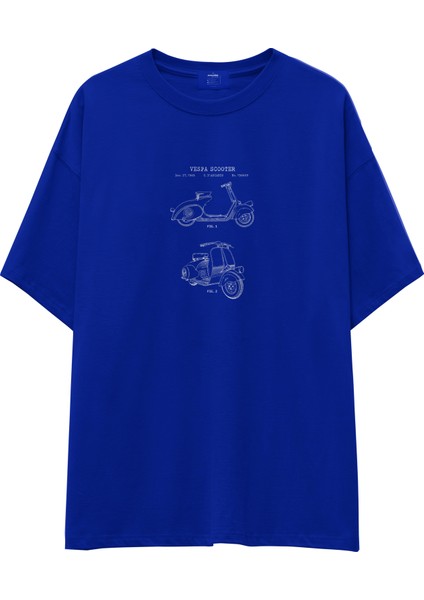 Vespa Oversize Tişört - Mavi