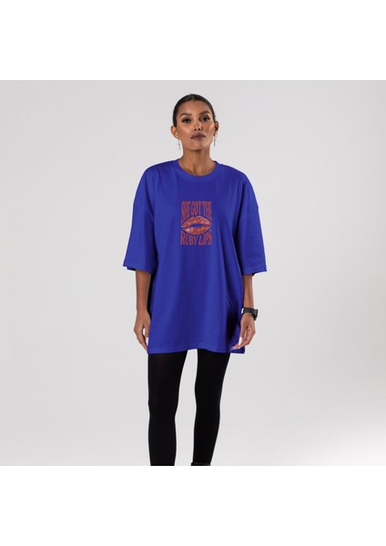 Ruby Lips Oversize Tişört - Mavi fiyatları