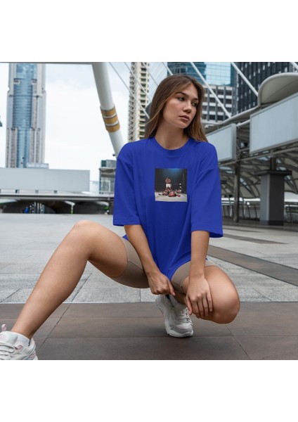 Muhammed Ali And Sonny Liston Usa 1965 Oversize Tişört - Mavi fiyatları