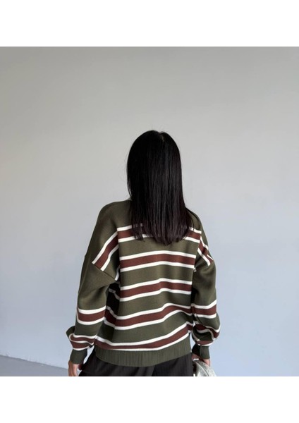 Polo Yaka Çizgili Basıc Kazak fiyatları