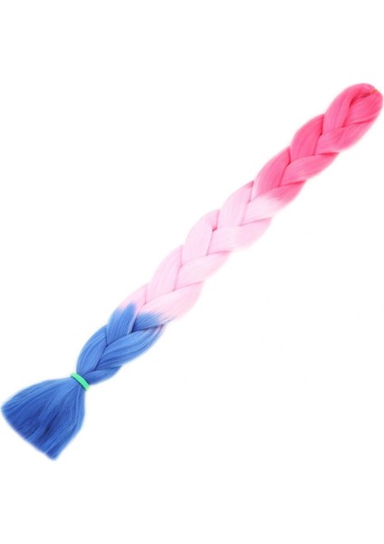 Afrika Örgüsü ve Rasta Için Sentetik Ombreli Saç - Koyu Pembe / Açık Pembe / Mavi