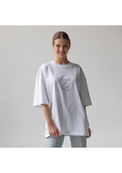 Vespa Oversize Tişört - Beyaz fiyatları