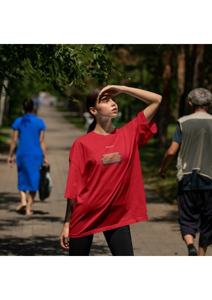 Pivot! / Friends Oversize Tişört - Kırmızı fiyatları
