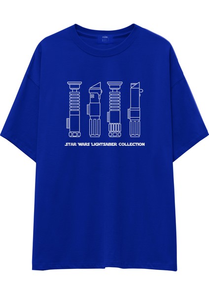 Star Wars Lightsaber Collection Oversize Tişört -Mavi