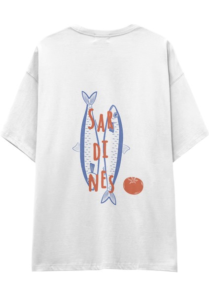 Sardines Oversize Tişört - Beyaz