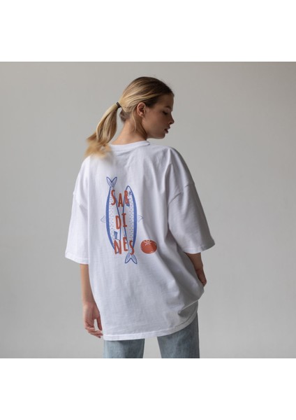 Sardines Oversize Tişört - Beyaz modelleri
