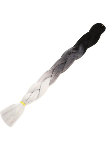 Afrika Örgüsü ve Rasta Için Sentetik Ombreli Saç - Siyah / Koyu Gri / Açık Gri