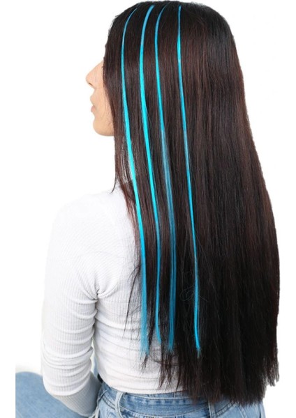 Renkli Sentetik Boncuk Kaynaklık Saç + Takım Aparatı - Petrol Mavi- 10 Adet