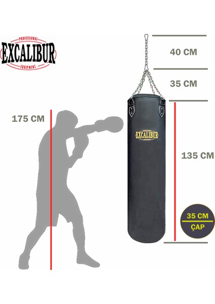 Klasik Boks Kum Torbası 135 x 35 cm Siyah modelleri