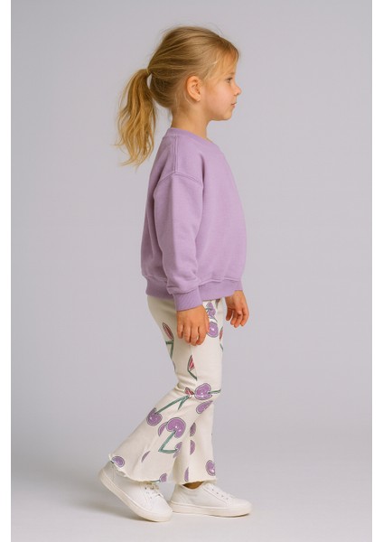 Kız Çocuk Pamuklu 3 Iplik Şardonsuz Alt Üst Takım (Tam Beden) Lila modelleri