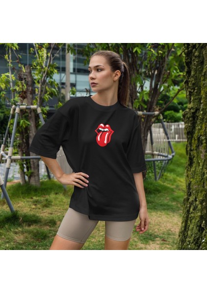 The Rolling Stones Oversize Tişört - Siyah fiyatları