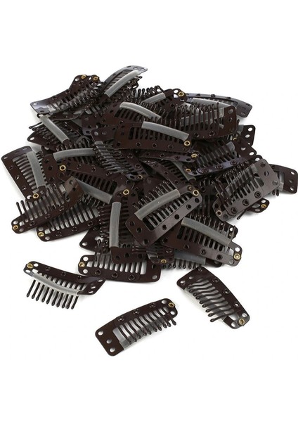 Çıt Çıt Klipsi Büyük - 10 Adet - Koyu Kahverengi