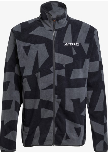 Terrex Multi Printed Full Zip Fleece Erkek Siyah Yürüyüş Polar.-