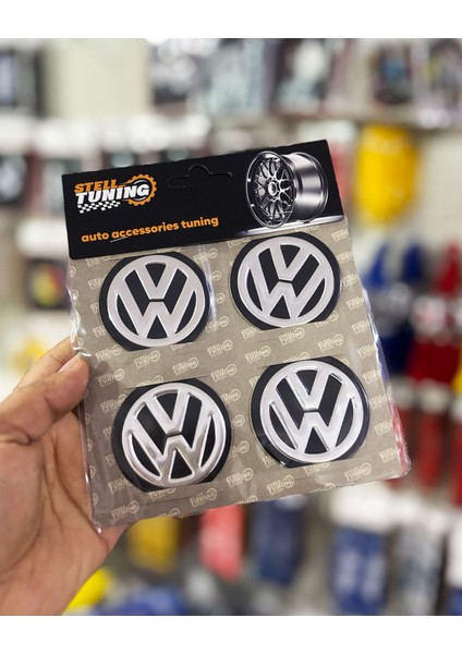 Universal Araç Uyumlu, Ww Jant Göbeği Arması, Sticker 4'lü Set 60MM