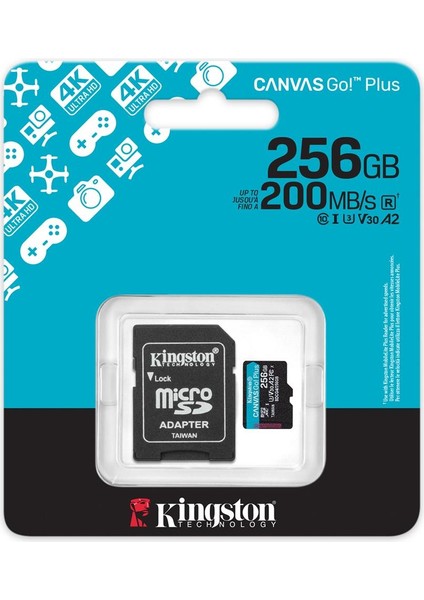 Kingston SDCG4-256GB 256GB Microsdxc Canvas Go Plus Gen4 200MB-S A2 U3 V30 Card + Adp Hafıza Kartı fiyatları