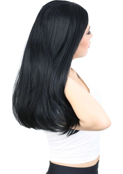 Fiber Sentetik Uzun Düz Peruk - Siyah fiyatları