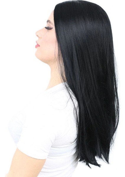 Fiber Sentetik Uzun Düz Peruk - Siyah modelleri