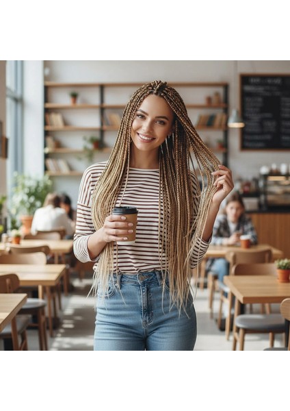 Afrika Örgüsü ve Rasta Için Sentetik Ombreli Saç - Küllü Kumral / Platin