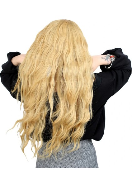 Fiber Sentetik Uzun Su Dalgası Peruk - Sarı indirimleri
